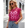 image:imageFlygo Womens Hollow Out Floral Lace Vest Cropped Embroideried Summer Crochet Coverup 2026 Trendy Blouse TopsRose Red