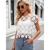 image:imageFlygo Womens Hollow Out Floral Lace Vest Cropped Embroideried Summer Crochet Coverup 2026 Trendy Blouse TopsWhite