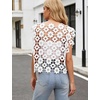 image:imageFlygo Womens Hollow Out Floral Lace Vest Cropped Embroideried Summer Crochet Coverup 2026 Trendy Blouse TopsWhite