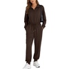 image:imageFlygo Womens Half Zip Jumpsuit Long Sleeve One Piece Loungewear High Waist Jogger Casual Travel Outfit with PocketsDarkbrown