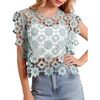 image:imageFlygo Womens Hollow Out Floral Lace Vest Cropped Embroideried Summer Crochet Coverup 2026 Trendy Blouse TopsLight Green