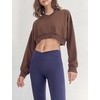 image:imageFlygo Womens Sweatshirts Pullover Tops Drop Shoulder Running Activewear Casual Gym WorkoutCoffeeS