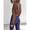 image:imageFlygo Womens Sweatshirts Pullover Tops Drop Shoulder Running Activewear Casual Gym WorkoutCoffeeS