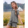 image:imageFlygo Girls Plaid 2 Piece Outfits Cotton Gingham Sets Cute Button down Ruffle Babydoll Top Shorts Sweatsuit Set 514 YearsBlack