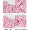 image:imageFlygo Girls Plaid 2 Piece Outfits Cotton Gingham Sets Cute Button down Ruffle Babydoll Top Shorts Sweatsuit Set 514 YearsPink