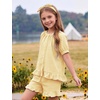 image:imageFlygo Girls Plaid 2 Piece Outfits Cotton Gingham Sets Cute Button down Ruffle Babydoll Top Shorts Sweatsuit Set 514 YearsYellow
