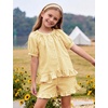 image:imageFlygo Girls Plaid 2 Piece Outfits Cotton Gingham Sets Cute Button down Ruffle Babydoll Top Shorts Sweatsuit Set 514 YearsYellow