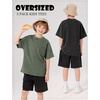 image:imageFlygo Boys Girls 3 Pack Cotton Tshirts Unisex Kids Acid Wash Crewneck Basic Tees Summer Vintage Short Sleeve Plain Tops 514YBlackcoffeearmy
