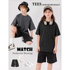 image:imageFlygo Boys Girls 3 Pack Cotton Tshirts Unisex Kids Acid Wash Crewneck Basic Tees Summer Vintage Short Sleeve Plain Tops 514YBlackdarkgreyarmy
