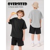 image:imageFlygo Boys Girls 3 Pack Cotton Tshirts Unisex Kids Acid Wash Crewneck Basic Tees Summer Vintage Short Sleeve Plain Tops 514YBlacklightgreyarmy