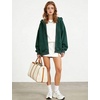 image:imageFlygo Women and Men Zip Up Hoodies 100 Cotton Long Sleeve Oversized Sweatshirts Acid Wash Y2K Baggy Fall Jacket with PocketsDarkgreen