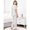 image:imageFlygo Womens Polka Dot Pajama Sets 2 Piece Short Puff Sleeve Button Down Lounge Set Soft Y2K Ruffled Long Pj Pants SleepwearWhite