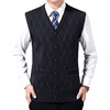 image:imageFlygo Mens Casual Argyle V Neck Button Front Wool Knitted Sweater Vest Waistcoat Medium Navy
