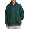 image:imageFlygo Women and Men Zip Up Hoodies 100 Cotton Long Sleeve Oversized Sweatshirts Acid Wash Y2K Baggy Fall Jacket with PocketsDarkgreen