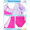 image:imageFlygo Girls Swimsuit One Piece Bathing Suits for Teens Ruched Color Block Adjustable Straps Padded Swimwear 716 YHot Pink