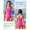 image:imageFlygo Girls Swimsuit One Piece Bathing Suits for Teens Ruched Color Block Adjustable Straps Padded Swimwear 716 YHot Pink