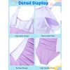 image:imageFlygo Girls Swimsuit One Piece Bathing Suits for Teens Ruched Color Block Adjustable Straps Padded Swimwear 716 YPurple