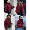 image:imageFlygo Winter Cropped Puffer Jacket Coats for Women 2026 Short Warm Quilted Jackets Outerwear with PocketsBurgundy