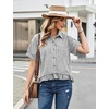 image:imageFlygo Womens Cropped Striped Button Down Shirts Peplum Short Sleeve Collared Blouse Cute Summer Casual Ruffled Dressy TopsBlack