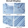 image:imageFlygo Womens Cropped Striped Button Down Shirts Peplum Short Sleeve Collared Blouse Cute Summer Casual Ruffled Dressy TopsBlue