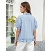 image:imageFlygo Womens Cropped Striped Button Down Shirts Peplum Short Sleeve Collared Blouse Cute Summer Casual Ruffled Dressy TopsBlue