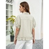 image:imageFlygo Womens Cropped Striped Button Down Shirts Peplum Short Sleeve Collared Blouse Cute Summer Casual Ruffled Dressy TopsOlive