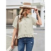 image:imageFlygo Womens Cropped Striped Button Down Shirts Peplum Short Sleeve Collared Blouse Cute Summer Casual Ruffled Dressy TopsOlive