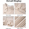image:imageFlygo Womens Cropped Striped Button Down Shirts Peplum Short Sleeve Collared Blouse Cute Summer Casual Ruffled Dressy TopsTan