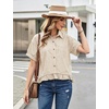 image:imageFlygo Womens Cropped Striped Button Down Shirts Peplum Short Sleeve Collared Blouse Cute Summer Casual Ruffled Dressy TopsTan