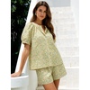 image:imageFlygo Womens Floral Pajamas Sets 2 Piece Lounge Set Button Down Tops and Soft Shorts Sleepwear with PocketsOrange