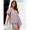 image:imageFlygo Womens Floral Pajamas Sets 2 Piece Lounge Set Button Down Tops and Soft Shorts Sleepwear with PocketsPink