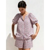 image:imageFlygo Womens Floral Pajamas Sets 2 Piece Lounge Set Button Down Tops and Soft Shorts Sleepwear with PocketsPink