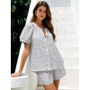 image:imageFlygo Womens Floral Pajamas Sets 2 Piece Lounge Set Button Down Tops and Soft Shorts Sleepwear with PocketsPurple