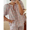 image:imageFlygo Womens Floral Pajamas Sets 2 Piece Lounge Set Button Down Tops and Soft Shorts Sleepwear with PocketsRed