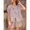 image:imageFlygo Womens Floral Pajamas Sets 2 Piece Lounge Set Button Down Tops and Soft Shorts Sleepwear with PocketsRed