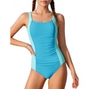 image:imageFlygo Girls Swimsuit One Piece Bathing Suits for Teens Ruched Color Block Adjustable Straps Padded Swimwear 716 YLight Blue