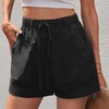image:imageFlygo Womens Comfy Cotton Drawstring Casual Elastic Waist Shorts with PocketsBlack