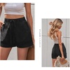 image:imageFlygo Womens Comfy Cotton Drawstring Casual Elastic Waist Shorts with PocketsBlack