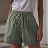 image:imageFlygo Womens Comfy Cotton Drawstring Casual Elastic Waist Shorts with PocketsGreen