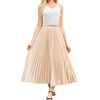 image:imageFlygo Womens Pleated Midi Skirt High Waisted ALine Flowy Elastic Waist Lightweight Summer Casual Work Dressy Swing SkirtChampagne