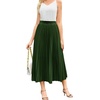 image:imageFlygo Womens Pleated Midi Skirt High Waisted ALine Flowy Elastic Waist Lightweight Summer Casual Work Dressy Swing SkirtGreen