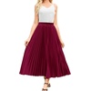 image:imageFlygo Womens Pleated Midi Skirt High Waisted ALine Flowy Elastic Waist Lightweight Summer Casual Work Dressy Swing SkirtWine