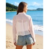 image:imageFlygo Womens Sheer Tops Sexy Long Sleeve Button Up Cropped Shirts Loose Collared See Through Blouse Casual Beach Cover UpPink