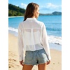 image:imageFlygo Womens Sheer Tops Sexy Long Sleeve Button Up Cropped Shirts Loose Collared See Through Blouse Casual Beach Cover UpWhite