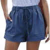image:imageFlygo Womens Comfy Cotton Drawstring Casual Elastic Waist Shorts with PocketsBlue