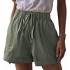 image:imageFlygo Womens Comfy Cotton Drawstring Casual Elastic Waist Shorts with PocketsGreen