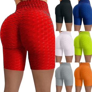 image:imageFlygo Womens Scrunch TIK Tok Ruched Butt Lifting Workout Running Yoga Leggings ShortsRed