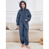 image:imageFlygo Girls Fleece Jumpsuits Fuzzy Hooded Onesie Rompers Kids Zip One Piece Romper Costume Warm Winter Clothes 514 YearsNavy