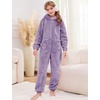 image:imageFlygo Girls Fleece Jumpsuits Fuzzy Hooded Onesie Rompers Kids Zip One Piece Romper Costume Warm Winter Clothes 514 YearsPurple