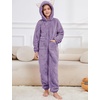 image:imageFlygo Girls Fleece Jumpsuits Fuzzy Hooded Onesie Rompers Kids Zip One Piece Romper Costume Warm Winter Clothes 514 YearsPurple